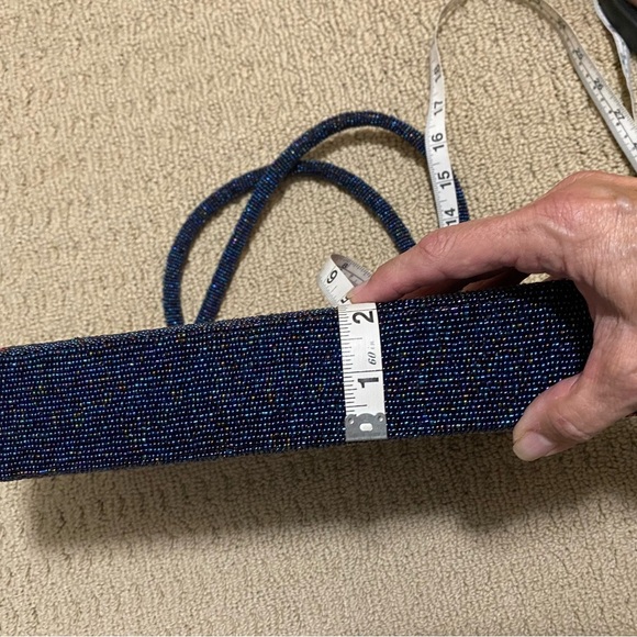 Blue Beaded Floral Handbag Purse.  Stunning Beadwork. - Picture 11 of 14